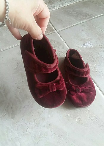 Bordo Kız Çocuk Tokalı Babet Ayakkabı