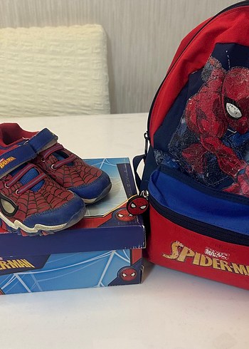 Renkli Spiderman Çocuk Ayakkabı Okul Çantası