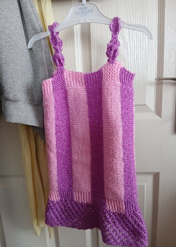 Mor Tonlarda Örgü Kız Çocuk Bluzu - Görsel 2