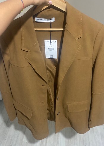 Kahverengi Süet Kadın Blazer Ceket