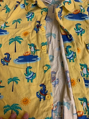 4 Yaş Beden Polo yaka yazlık alt üst takım dinozor modelli pijama