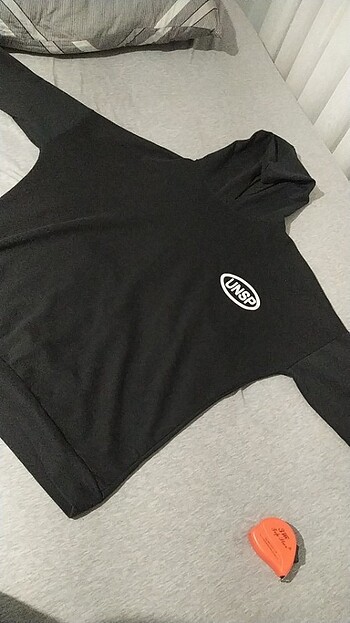 Siyah ön arka baskılı sweatshirt