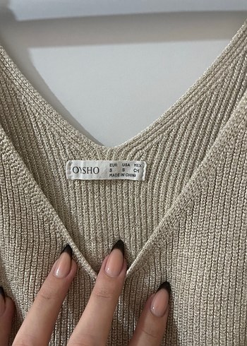 s Beden Bej V Yaka Örgü Kadın Atlet