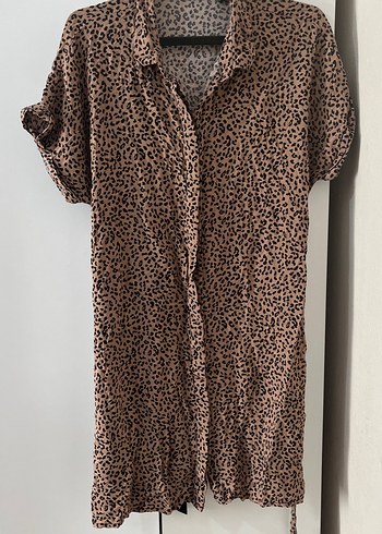 Vero Moda Leopar Desenli Kemerli Midi Elbise