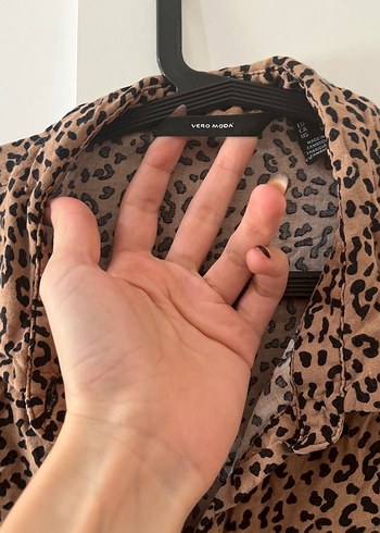 m Beden Leopar Desenli Kemerli Midi Elbise