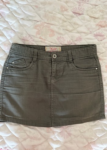 LC Waikiki Gri Düğmeli Denim Mini Etek