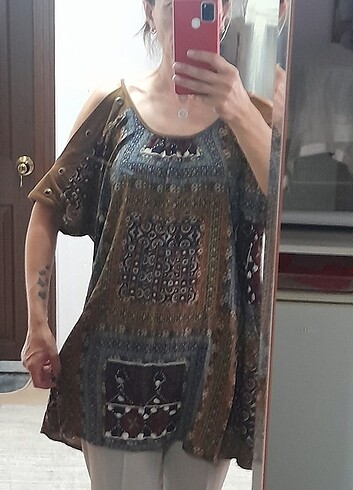 xl Beden kahverengi Renk Bluz XL beden Batik