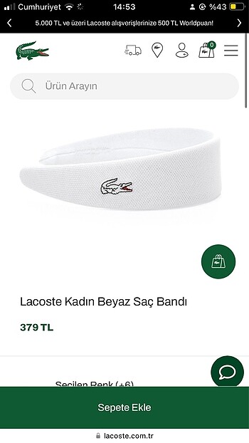 Lacoste beyaz taç saç bandı