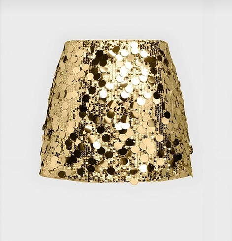 s Beden altın Renk Zara pul payet gold etek