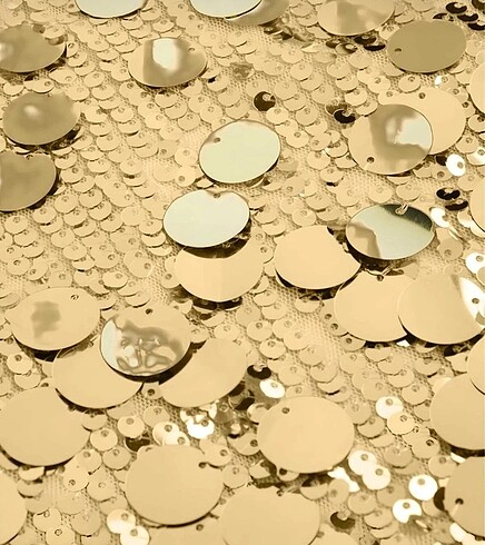 s Beden altın Renk Büyük Payetli Altın Rengi Gold Mini Etek