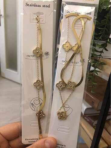 Beden altın Renk Çelik kolye ve bileklik
