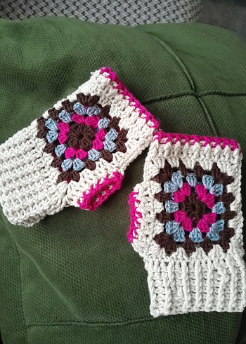 Renkli Örgü Bohem Kadın Eldiveni - Görsel 2