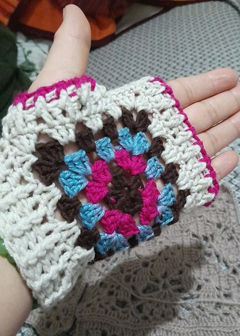 Renkli Örgü Bohem Kadın Eldiveni - Görsel 5