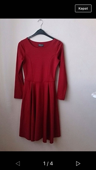 Kırmızı bordo çan elbise