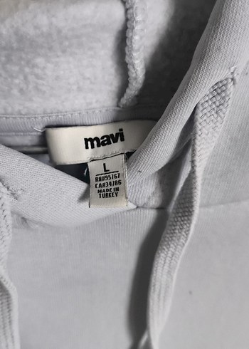 l Beden Mavi Baskılı Kapüşonlu Sweatshirt