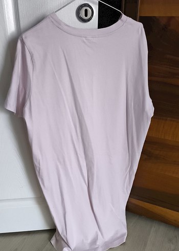 xl Beden Pembe Pamuklu tişört elbise, Kısa Kollu