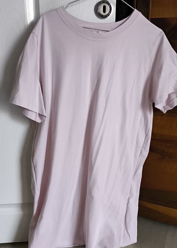 Pembe Pamuklu tişört elbise, Kısa Kollu