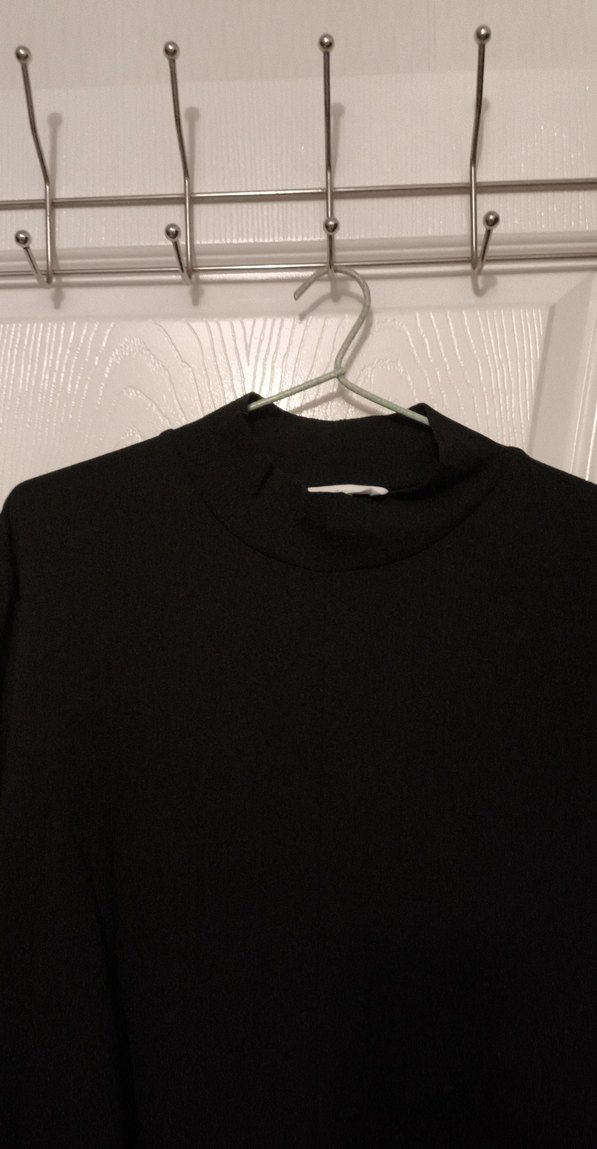 Siyah Uzun Kollu Yüksek Yakalı Elbise - Görsel 4