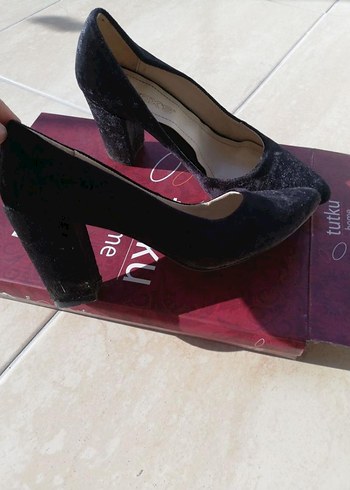 36 Beden siyah Renk Siyah Süet Baskılı Topuklu Stiletto