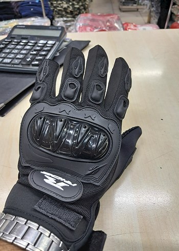 Siyah Biker Erkek Eldiveni Renkli Desenli