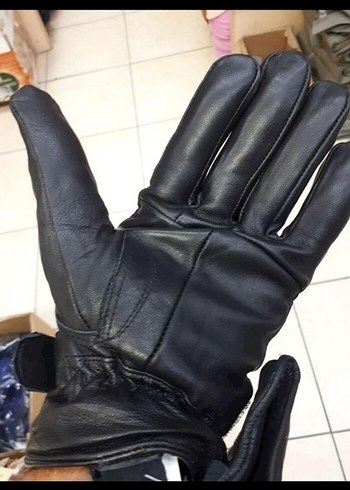 Siyah Deri Biker erkek Eldivenler - Görsel 3