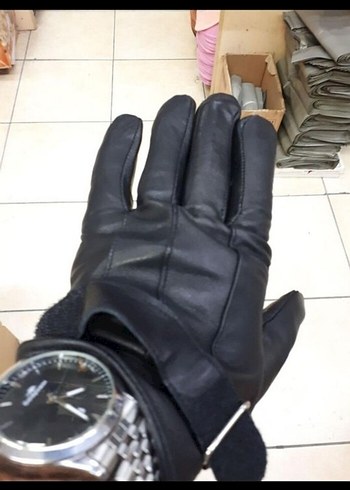 Siyah Deri Biker erkek Eldivenler - Görsel 2