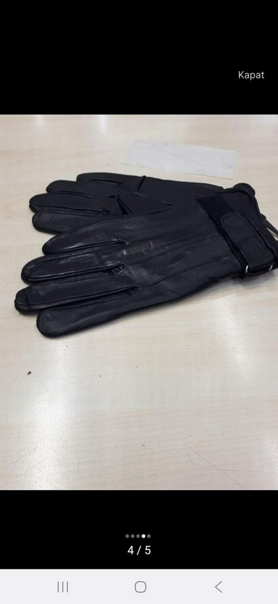 Siyah Deri Biker erkek Eldivenler - Görsel 4