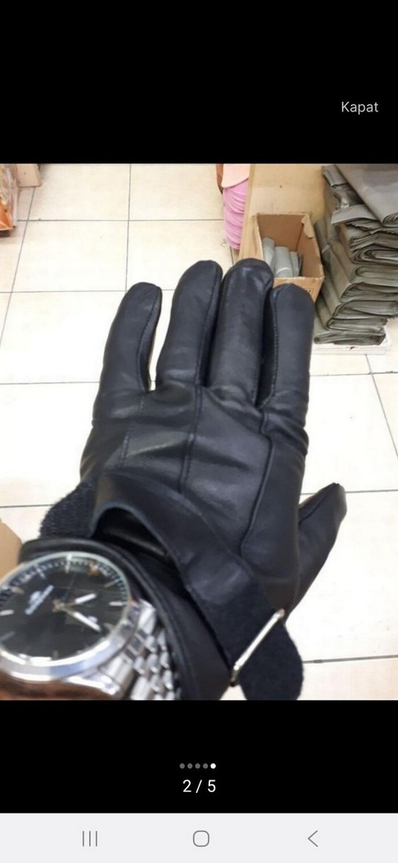 Siyah Deri Biker erkek Eldivenler - Görsel 2