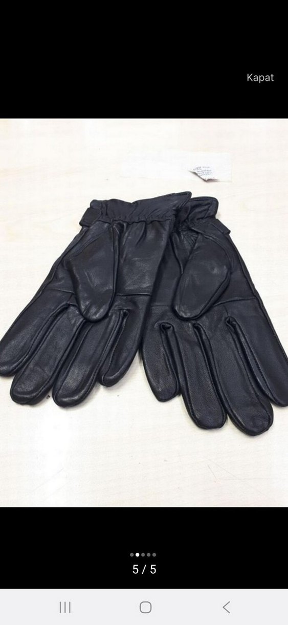 Siyah Deri Biker erkek Eldivenler - Görsel 5