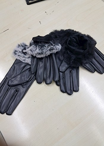 Gri Kürklü Deri Kadın Eldivenleri - Görsel 4
