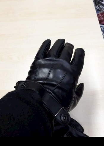 Deri Siyah Biker suni deri Eldiveni - Görsel 3