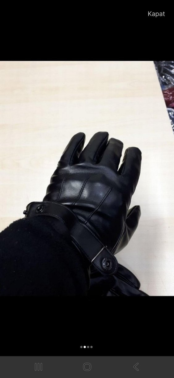 Deri Siyah Biker suni deri Eldiveni - Görsel 3