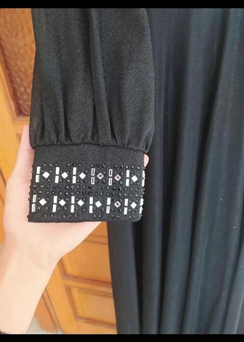 Uzun Siyah Gotik Drape Detaylı Elbise - Görsel 4