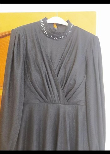 Uzun Siyah Gotik Drape Detaylı Elbise - Görsel 5