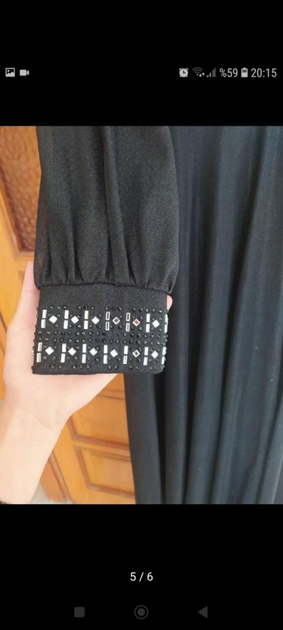 Uzun Siyah Gotik Drape Detaylı Elbise - Görsel 4