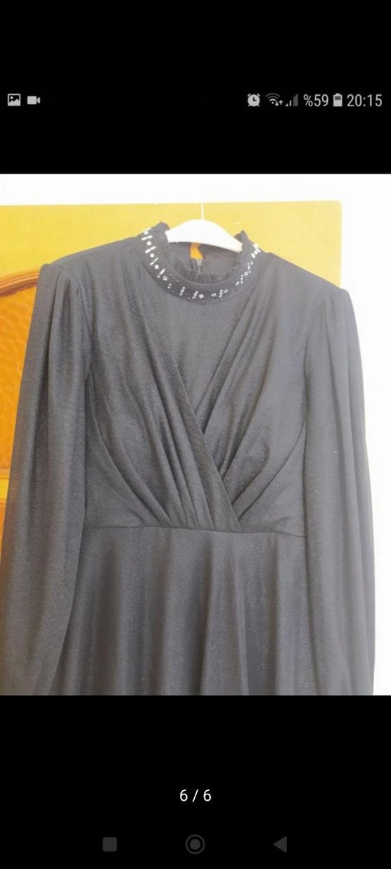 Uzun Siyah Gotik Drape Detaylı Elbise - Görsel 5