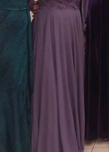 Mor Nakışlı Uzun Kollu Uzun Elbise - Görsel 5