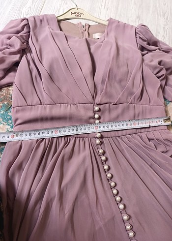 Uzun Mor Drapeli Kadın Abiye Elbise - Görsel 6