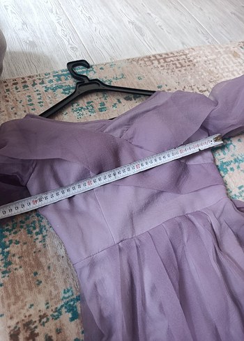 Uzun Mor Drapeli Kadın Abiye Elbise - Görsel 6