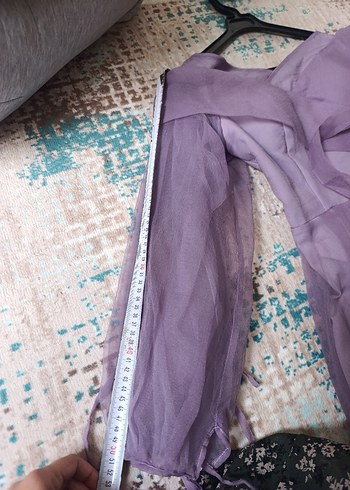 Uzun Mor Drapeli Kadın Abiye Elbise - Görsel 5