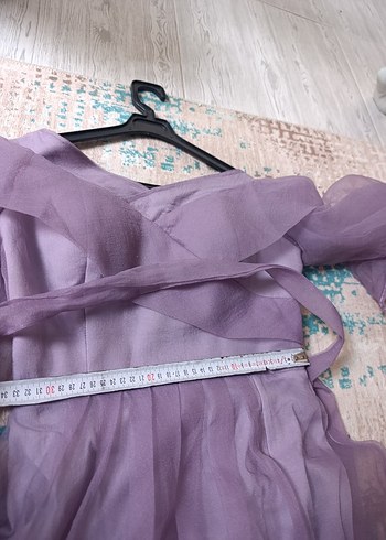 Uzun Mor Drapeli Kadın Abiye Elbise - Görsel 7