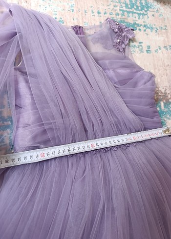 Mor Drapeli Straplez Kız Çocuk Abiye Elbise - Görsel 2