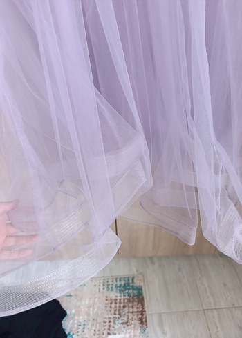 Mor Drapeli Straplez Kız Çocuk Abiye Elbise - Görsel 7