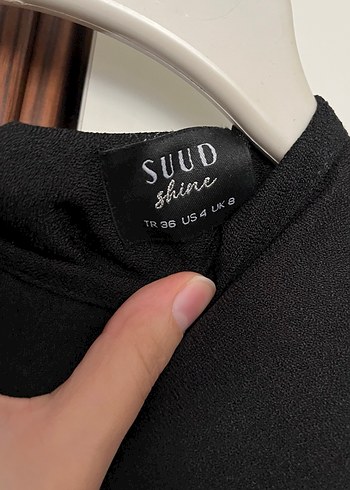 Suud Drapeli Siyah Uzun Kollu Kadın Elbise - Görsel 4