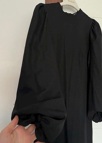 Suud Drapeli Siyah Uzun Kollu Kadın Elbise - Görsel 3