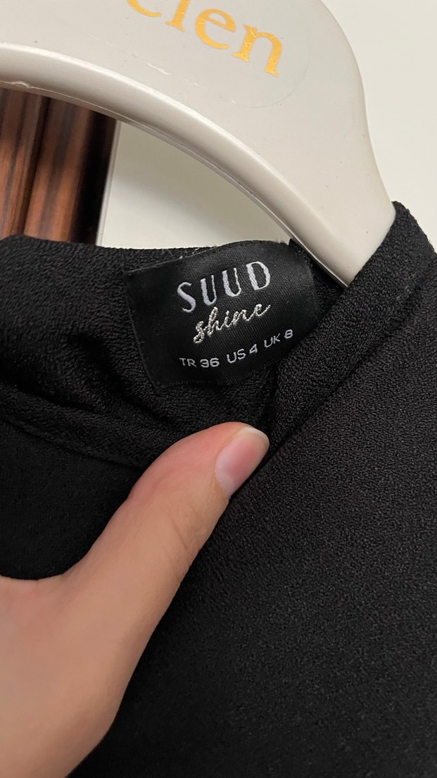 Suud Drapeli Siyah Uzun Kollu Kadın Elbise - Görsel 4