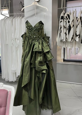 Kenzel Şık Nakışlı Straplez Uzun Abiye Elbise - Görsel 3