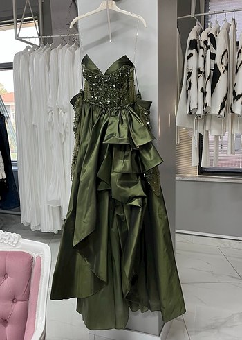 Kenzel Şık Nakışlı Straplez Uzun Abiye Elbise - Görsel 2