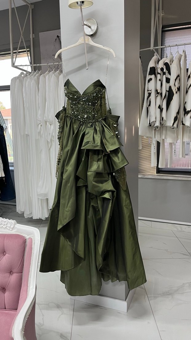 Kenzel Şık Nakışlı Straplez Uzun Abiye Elbise - Görsel 2