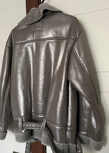 Gri Deri Biker Ceket - Görsel 4